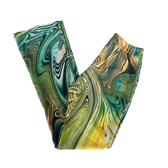 Dolls Kill Poster Girl Hypnotic Habits Green Turquoise Kick Flare Pants Womens S - Picture 8 of 9